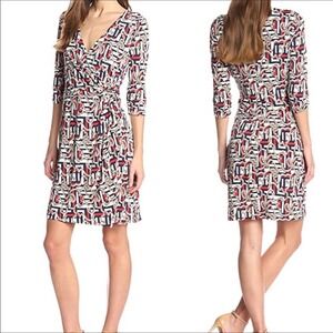 Laundry by Shelli Segal 3/4 Sleeve Faux Wrap Dress Size XS